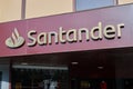 24 08 2023. Barcelona, Spain, logo of Santander bank in Barcelona